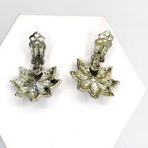 Vintage 1940s Garne Aurora Borealis Blue Swarovski Brooch Earring Jewelry Set - Picture 8 of 11